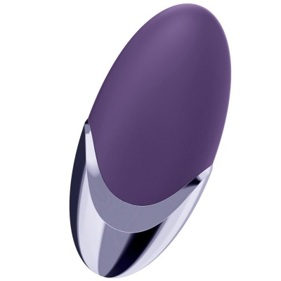Produto eletrónico oval roxo com base prateada brilhante