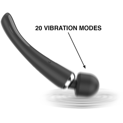 Dispositivo vibratório preto com texto '20 VIBRATION MODES'
