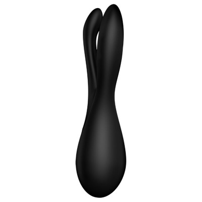 Vibrador preto de silicone com duas pontas flexíveis