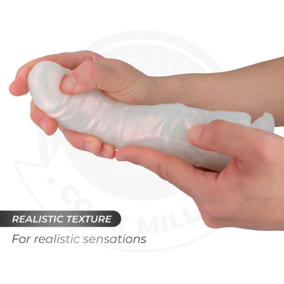 DILDO COM VENTOSA, LUZES E VIBRAÇÃO COM CONTROLE REMOTO BRANCO 19,5 CM