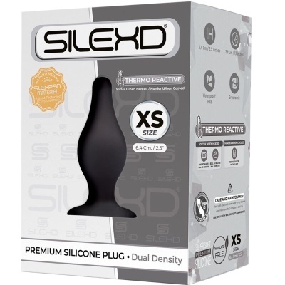 Embalagem com plugue anal de silicone preto XS Silexd