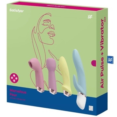 Conjunto de vibradores Satisfyer Air Pulse + Vibrator set com quatro vibradores coloridos