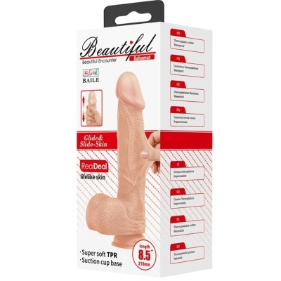 BELO ENCONTRO BAHAMUT DILDO REALÍSTICO E FLEXÍVEL 21,8 CM - CARNE