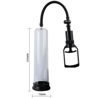 Bomba de vácuo com cilindro transparente e alavanca preta