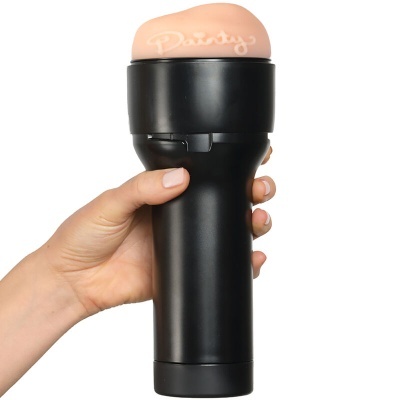 Masturbador masculino preto com parte superior em silicone cor pele escrita 'Party'