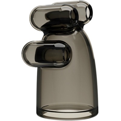 Vaso em vidro fumado com três tubos arredondados conectados