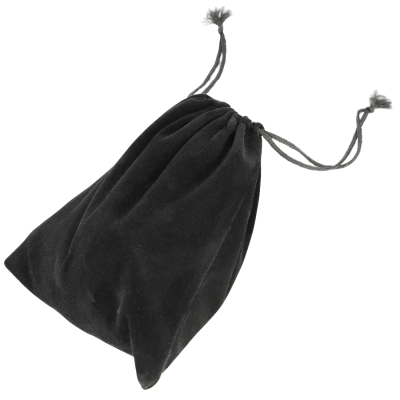 Bolsa pequena preta de veludo com fecho de cordão duplo