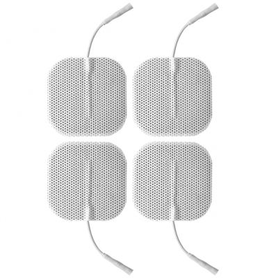 Quatro eletrodos em gel com cabo, cor branca, sobre fundo branco