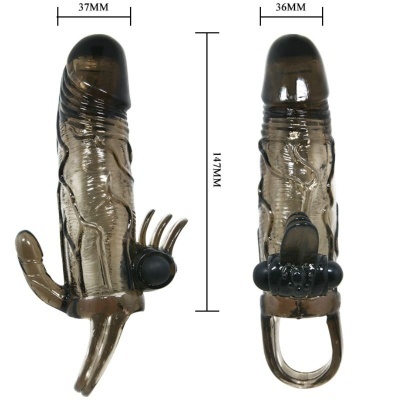 MANGA PENIANA COVER WITH CLIT AND ANAL STIMULATION DOUBLE BULLET BLACK 16.5 CM