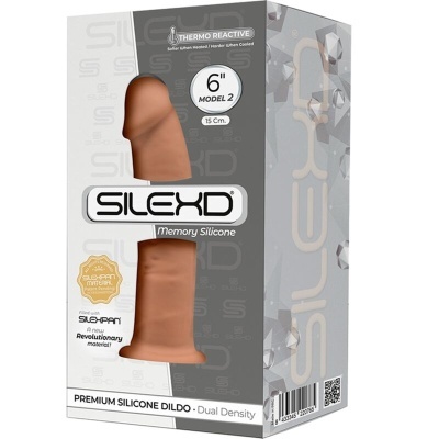 Caixa de dildo premium de silicone cor pele de 15 cm modelo 2