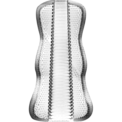 Recipiente de vidro transparente com textura e formato curvado