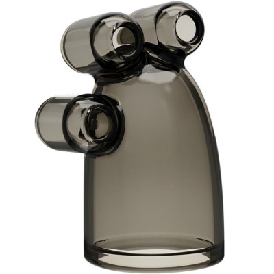 Vaso de vidro cinzento com três tubos cilíndricos