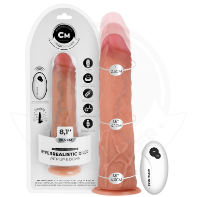 DILDO HIPER-REALISTA COM VENTOSA E IMPULSÃO COM CONTROLE REMOTO 20,5 CM