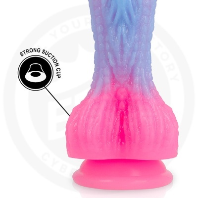 Base de objeto de silicone rosa com ventosa e textura detalhada