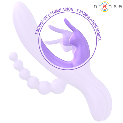 MIKO TRIPLO VIBRADOR COELHO & ESTIMULADOR & ANAL 7 VIBRAÇÕES ROXO