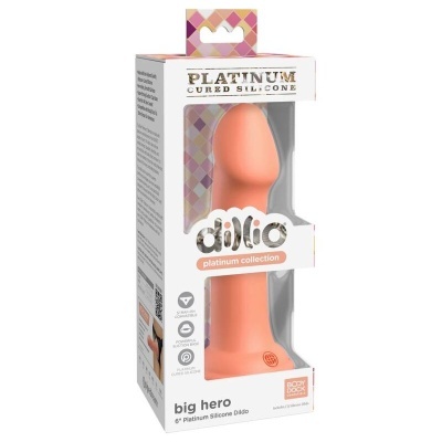 Embala gem de dildo rosa da coleção platinum da Dilio com formato anatómico.