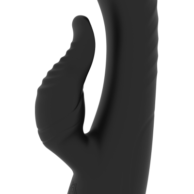vibrador preto com textura ondulada e design ergonômico