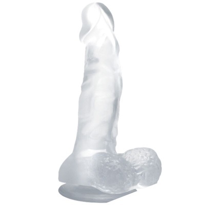 DILDO REALISTA COM VENTOSA E TESTÍCULOS 16,7 CM TRANSPARENTE