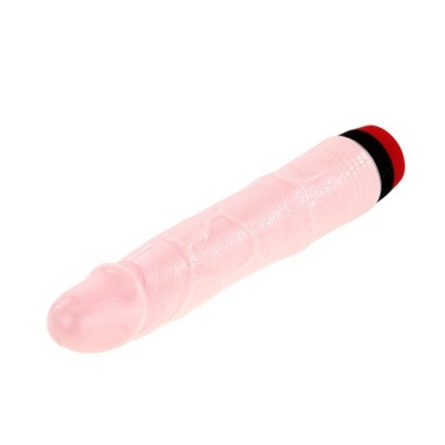 Vibrador rosa claro com base preta e vermelha