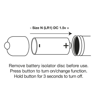 Instruções para pilha tamanho N com polaridade e texto explicativo