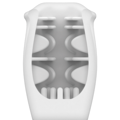 Acessório de plástico branco com pinos e entalhes