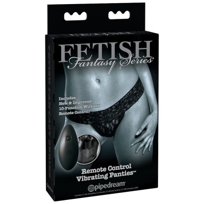 Embalagem preta do conjunto de cuecas vibratórias com comando da série Fetish Fantasy