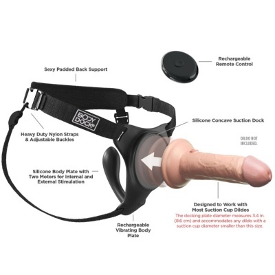 Cinto preto com dildo de silicone e comando remoto