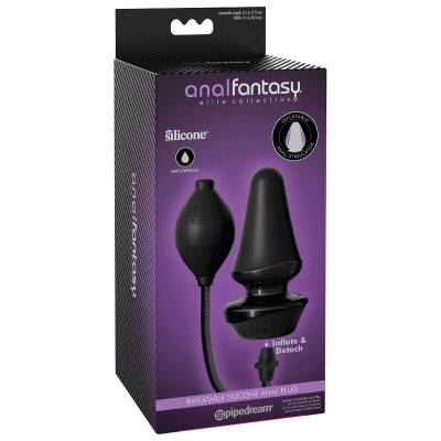Embalagem roxa e preta de plugue anal de silicone inflável da marca anal fantasy