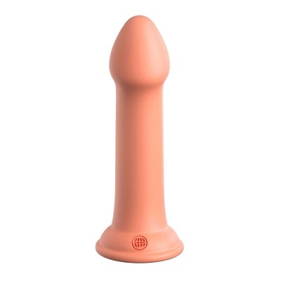 Dildo de silicone cor pele com base larga arredondada e textura lisa