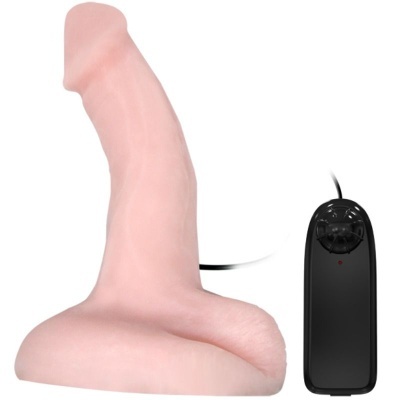 Vibrador realista cor de pele com controle remoto preto