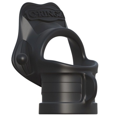 Suporte de parede preto em plástico com texto 'CRINOS' em relevo