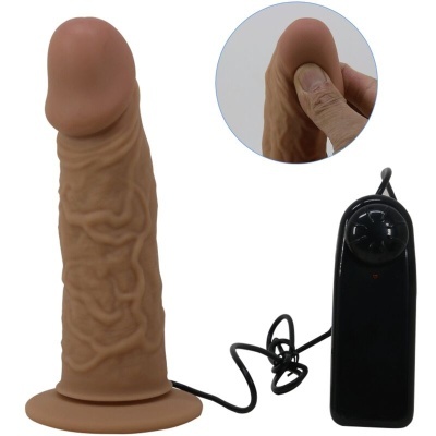 Vibrador realista castanho com ventosa e comando preto