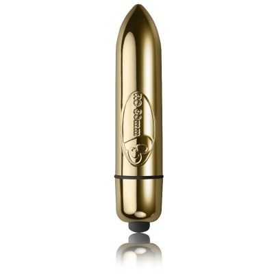 Vibrador cilíndrico dourado metálico com gravação Pipedream