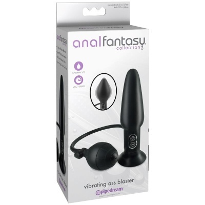 Embalagem de plug anal preto com bomba da coleção anal fantasy