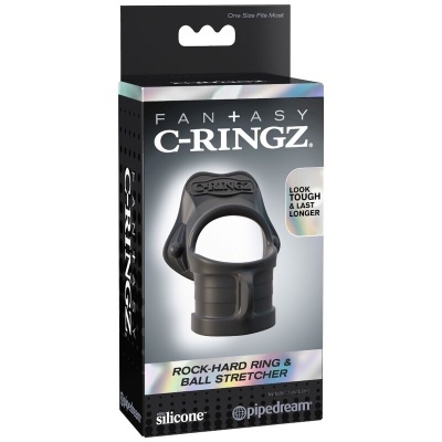Embalagem de anel esticador para bolas em silicone preto Fantasy C-Ringz