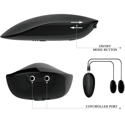 Dispositivo eletrônico preto com botões e controladores