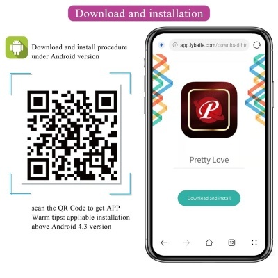 QR code e interface smartphone para app Pretty Love