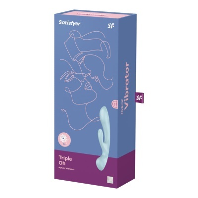 Embalagem de vibrador híbrido azul claro da Satisfyer