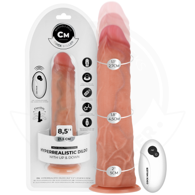 DILDO HIPER-REALISTA COM VENTOSA E IMPULSÃO COM CONTROLE REMOTO 21,5 CM