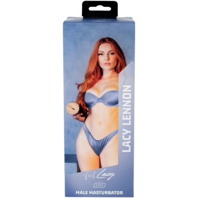 Caixa azul com imagem de mulher de lingerie cinza e texto do produto