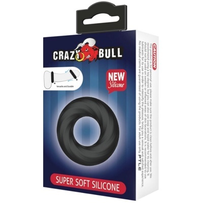 ANEL PENIANO DE SILICONE CRAZY BULL (BLACK)