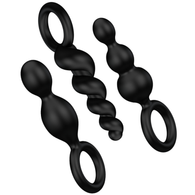 SATISFYER ANAL PLUGS CONJUNTO 3 PCS PRETO - VENDING