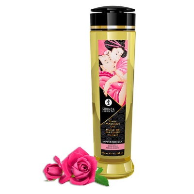 ÓLEO DE MASSAGEM BEIJÁVEL SHUNGA ORGÂNICA (PÉTALAS DE ROSA)