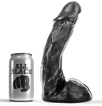 DILDO ANAL DONG REALISTA CURVO ALL BLACK (23cm)