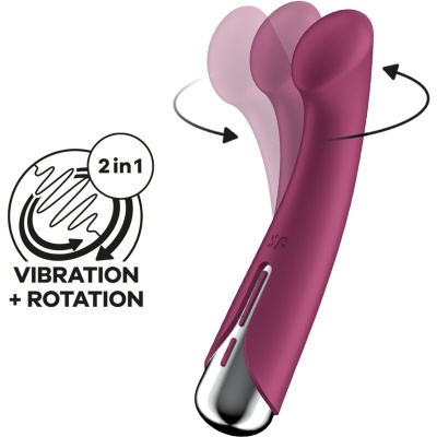 Vibrador rosa escuro com função 2 em 1 vibração e rotação
