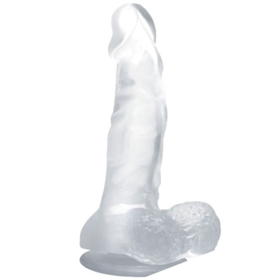 DILDO REALISTA COM VENTOSA E TESTÍCULOS 16,7 CM TRANSPARENTE