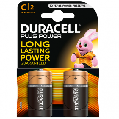 DURACELL PLUS POWER BATTERY C LR14 2 UNIDADES
