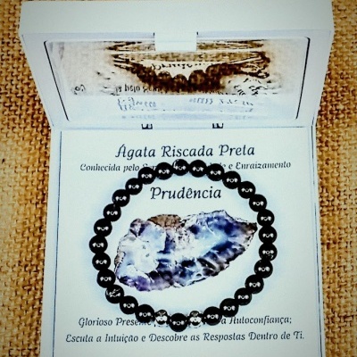 Pulseira da Prudência - Ágata Preta Riscada Pulseira da Prudência - Ágata Preta Riscada