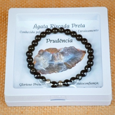 Pulseira da Prudência - Ágata Preta Riscada Pulseira da Prudência - Ágata Preta Riscada