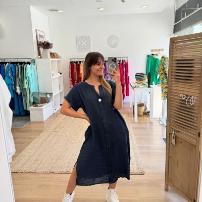 Vestido linho 1 Botão